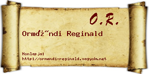 Ormándi Reginald névjegykártya